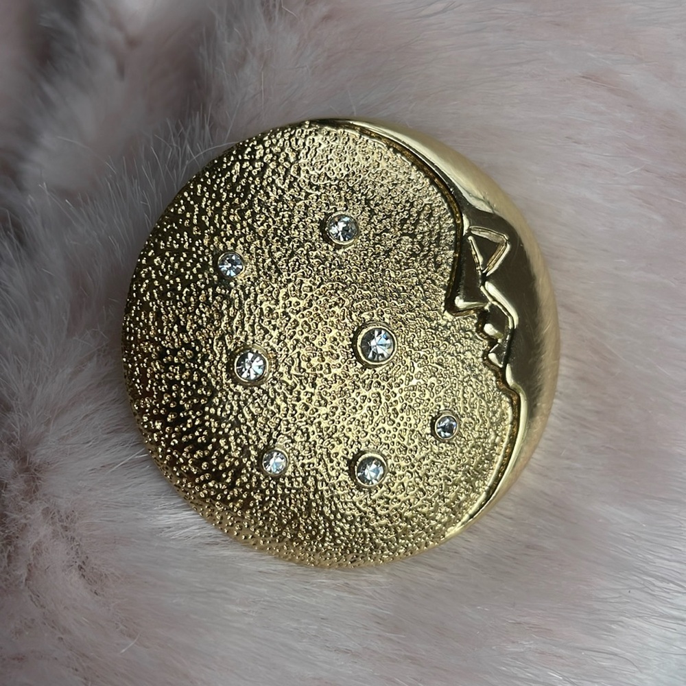 VINTAGE BUTLER CRESCENT MOON WITH RHINESTONES CELESTIAL BROOCH